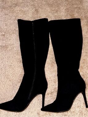 Classic Black Knee-High Pointed-Toe Stiletto Boots 9.5 New w/o tag